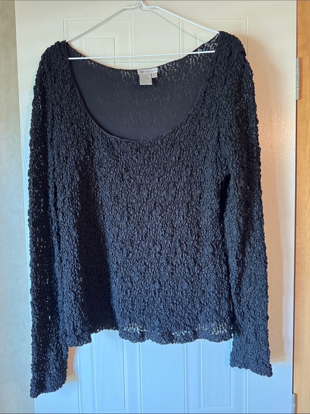 Worth Black Scoop Neck Long Sleeve Top